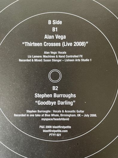 Sunn O))) & Pan-Sonic / Alan Vega  /Stephen R. Burroughs - #7 Alan Vega 70th Birthday Limited Edition EP Series