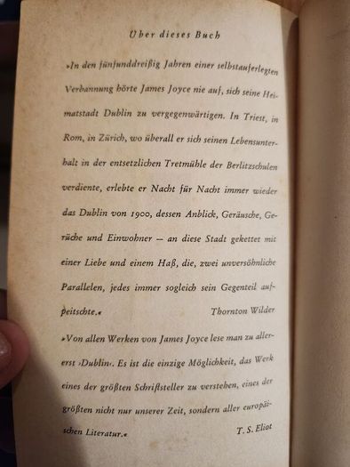 James Joyce Dublin. German Version  By Fischer Boucherei. 1961 First Edition Paperback In Good Condition.