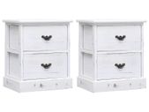 Bedside Cabinets 2 pcs White 38x28x45 cm Paulownia Wood