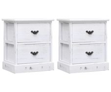Bedside Cabinets 2 pcs White 38x28x45 cm Paulownia Wood