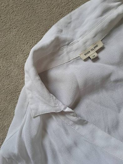 River island white embroidered dress shirt uk12