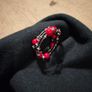 red beaded memory wire wrap bracelet. Image 3