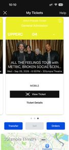 All The Feelings GA Seated Ticket (Metric, Broken Social Scene, Stars)