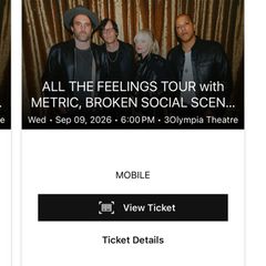 All The Feelings GA Seated Ticket (Metric, Broken Social Scene, Stars)