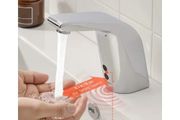 Touchless Bathroom Sink Faucet, Automatic Motion Sensor Restroom Toilet Faucet Cold Water with Single Hole, Battery Operated for 9.5 mm Pipe Commercial Lavatory,Chrome Plated Silver