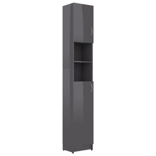 Bathroom Cabinet High Gloss Grey 32x25.5x190 cm Chipboard