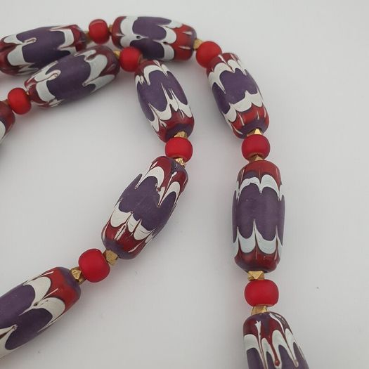 Antique Venetian Style Trade & Venetian whiteHeart Glass Beads Necklace