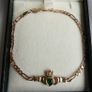 Vintage 9Ct GOLD  Green CZ Claddagh Bracelet L-7,4"   3,38g Image 6