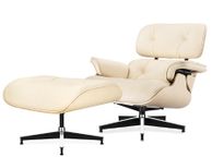 main image for ad PRO W Ashwood Replica Lounge Chair with Ottoman White Lather Ashwood Wood Genuine Leather Chaise for Living Room