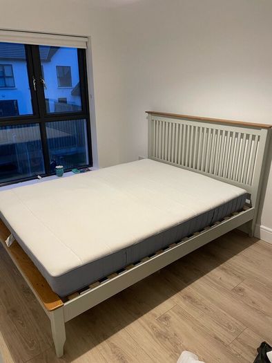 Oak King size bed frame & Mattress