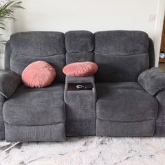 3+2 Seater Sofa Set with Electric Recliners, Dark Grey Fabric