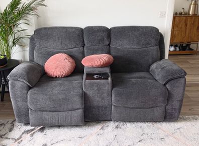 3+2 Seater Sofa Set with Electric Recliners, Dark Grey Fabric