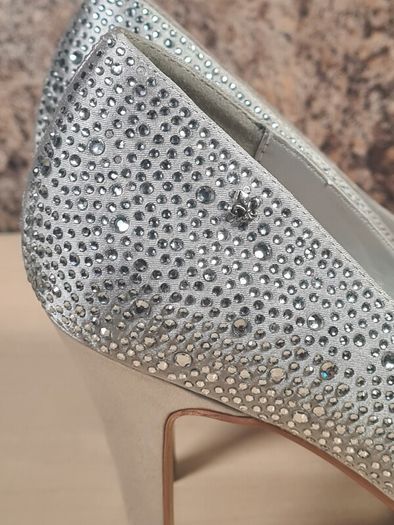 Womens Amy Huberman Bourbon Cluney Brown High Heels Stilettos  Silver Diamontes Size Uk 6.5 Eu 40 LIKE NEW
