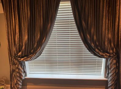 Grey  Velvet Eyelet Curtains
