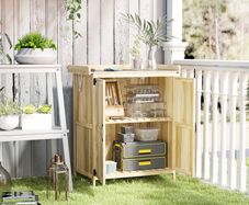 43 x 74cm Fir Wood Shed, with Metal Worktop Natural Finish