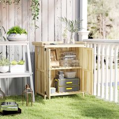 43 x 74cm Fir Wood Shed, with Metal Worktop Natural Finish