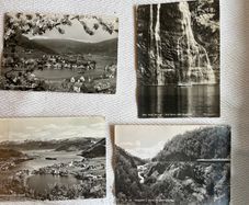 Vintage postcards Norway x 4. Hardanger x 3 & Geiranger (1956)