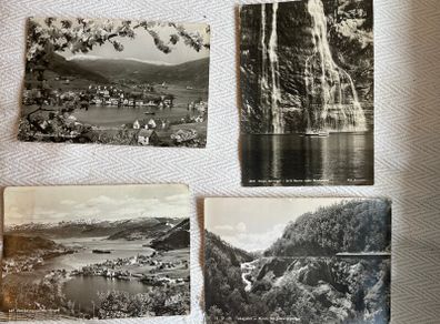 Vintage postcards Norway x 4. Hardanger x 3 & Geiranger (1956)