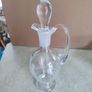 Vintage Hand Blown Cut Glass Set of 2 Small Glass Decanters for Oil and Vinegar or wine carafe. Image 2