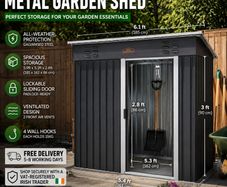 Metal Garden Shed 6.1ft x 5.4ft x 3ft with Sliding Door & Tool Storage