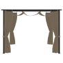 Gazebo with Curtains 3x3 m Taupe Steel Image 2