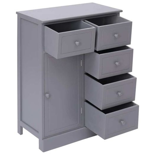 Sideboard with 10 Drawers Grey 113x30x79 cm Wood