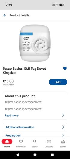 Brand new unopened duvet - Tesco 10.5tog - Kingsize