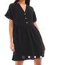 New Look button smock mini dress in black  , size 6 Image 7
