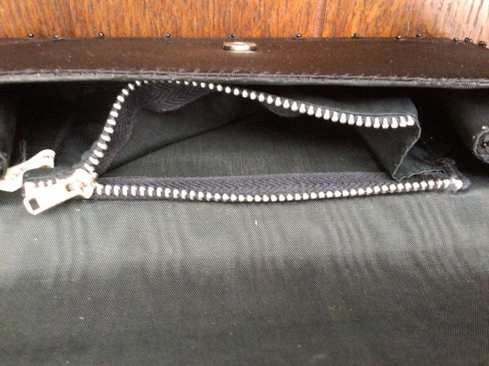 Vintage Black satin and beaded clutch bag