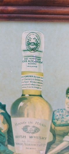framed advertising Alderdice & Duncan ,newery ireland irish whiskey, few marks on picture,sold as seen ,nice in any home bar or man cave pub restaurant etc,,cme from closed down pub, abit faded etc ,see pictures for condition, sold as seen