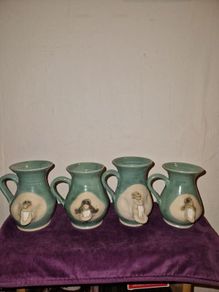 Set of 4 Irish Stoneware face mugs
