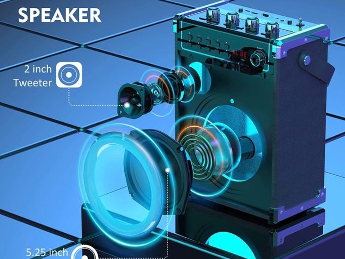 Karaoke Machine with 2 UHF Wireless Microphones, Bluetooth Speaker with Bass/Treble Adjustment and LED Light, PA System Support TWS, AUX in, FM, REC, Supply for Party/Adults/Kids MULTIPLE COLOURS AVAILABLE (FREE POSTAGE)