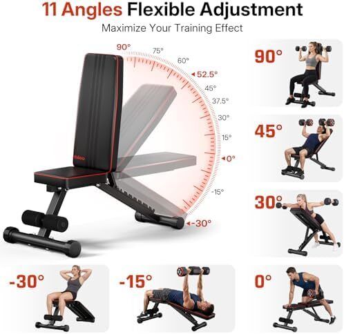 Adjustable Weight Bench for Home Gym, 300 KG Capacity Workout Bench, Foldable Incline Decline Bench Press Bench with 11 Backrest Positions for Full Body Strength Training