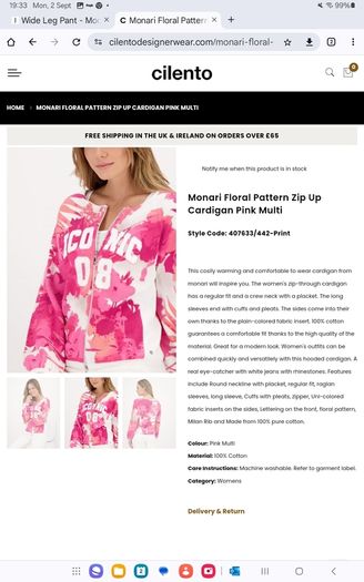 Monari - Knit Bomber Jacket - Pink - 100% Cotton - Fits UK 14 - BNWT RRP 188