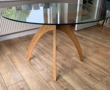 Solid Oak & Glass Round Dining Table