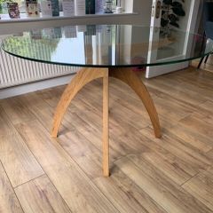 Solid Oak & Glass Round Dining Table