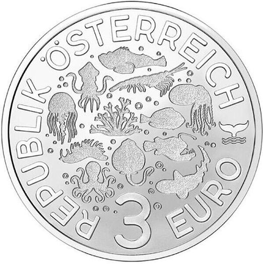 Austria 3 Euro Coin 2024 - Light Jellyfish. Sea Worlds Series.( In Capsule). Uncirculated.