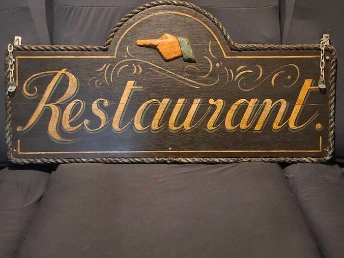 Vintage Hand-Painted Restaraunt Wooden Advertising Sign