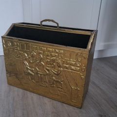Vintage Brass hammered Magazine Box Rack