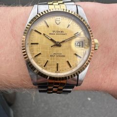 1990 Tudor Prince Oysterdate 18ct gold bezel and crown and papers