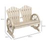 Natural Fir Wood Love Seat Bench, Wheel-Shaped Armrests, Heavy-Duty Load-Bearing Design, Rustic Wooden Finish Image 2