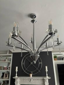 Modern Chrome and Crystal Chandelier