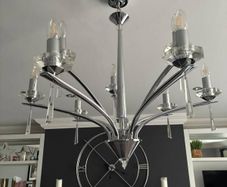 Modern Chrome and Crystal Chandelier