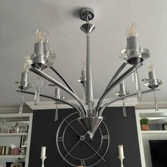 Modern Chrome and Crystal Chandelier
