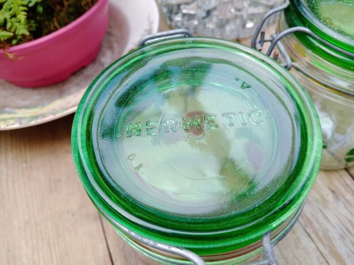 Italian Glass, storage jars, vintage glass jar