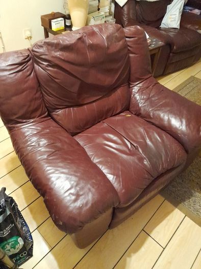 Burgundy leather recliner armchair