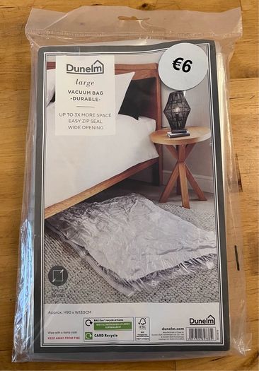 Dunelm, durable vacuum bag, dimensions: H90 x W130