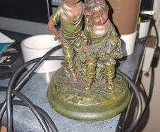 Vintage Working Table Lamp Sculpture of a Boy and Girl with Puppy, Postage available or Collection,