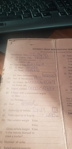 Vintage Toyota Corolla supplied with spare engine