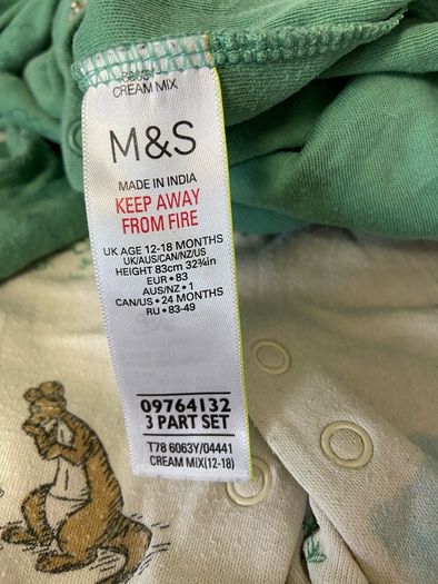 M&S 3 pack Winnie the Pooh babygrows